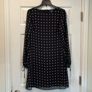 Chaps Polka Dot Navy Blue Dress